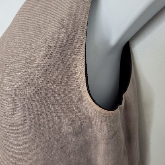 LINEN reversible dress black and gray sleeveless ankle lagenlook maxi S - Picture 5 of 9